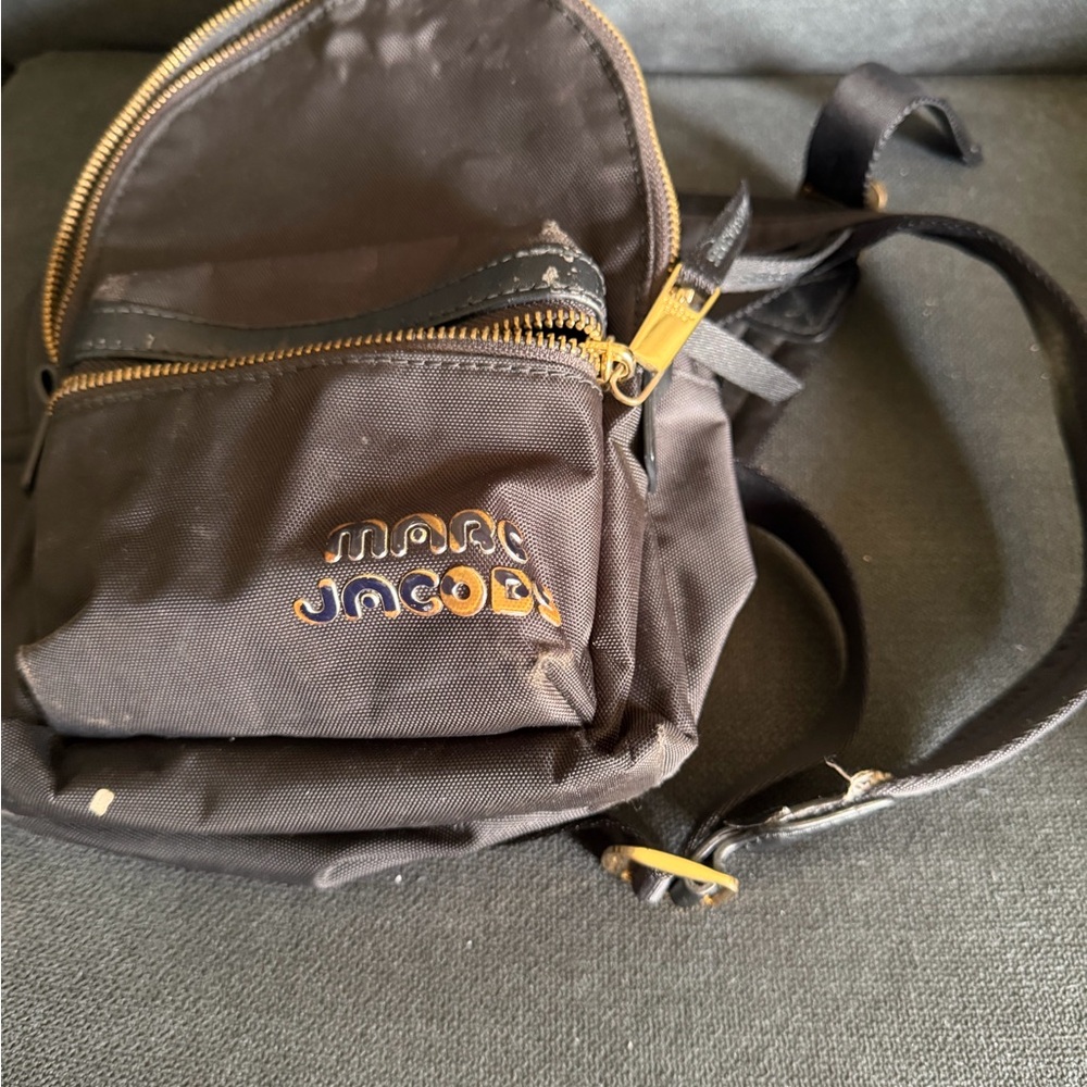 Marc Jacobs Black Backpack with Gold Details